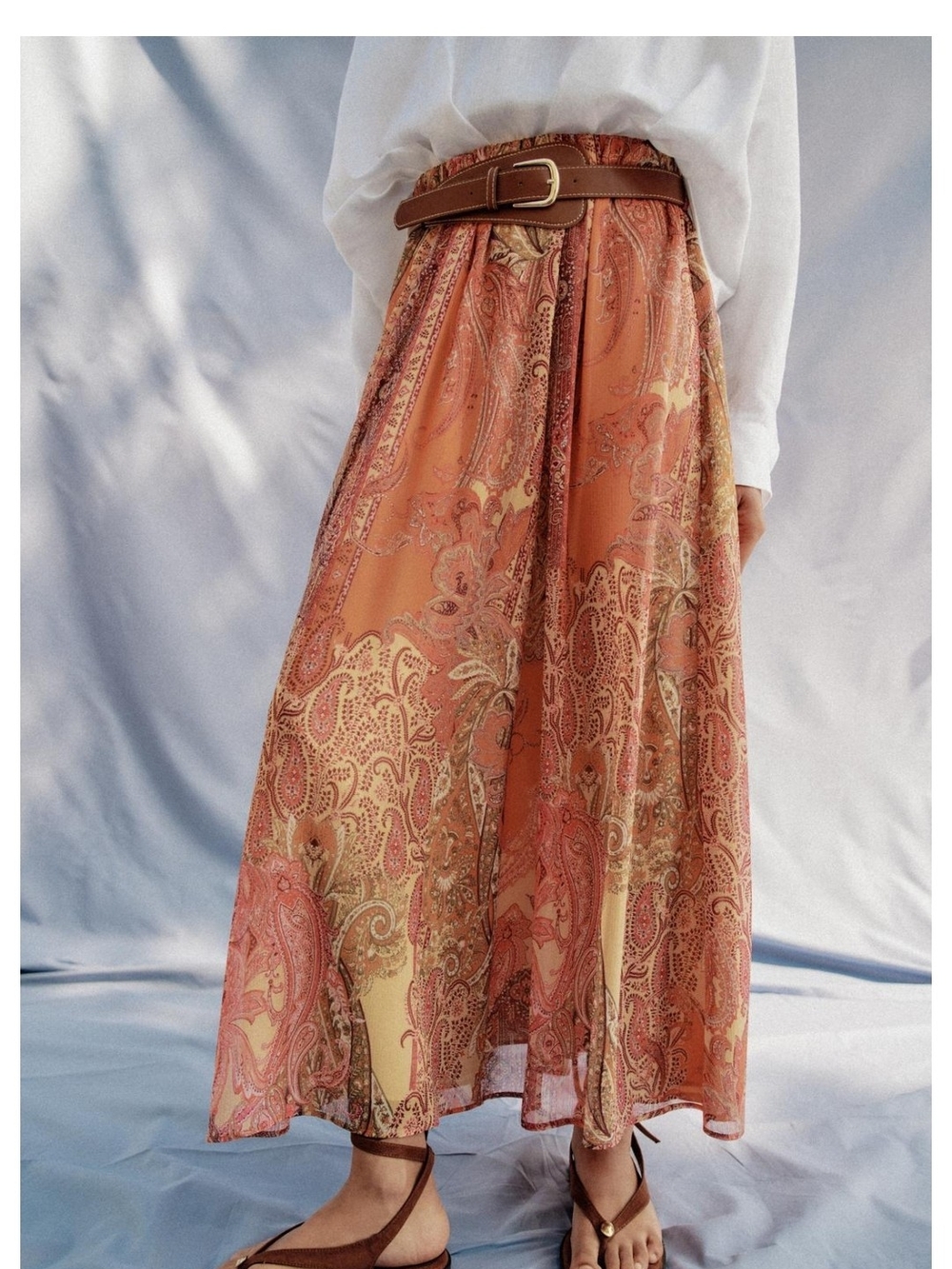 Zara Orange Paisley Maxi Skirt - Picture 3 of 7